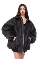 Kurtki damskie - Kurtka typu bomber oversize czarna collar - miniaturka - grafika 1