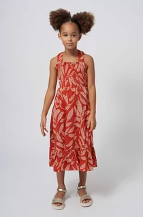 Sukienki i spódniczki dla dziewczynek - Mayoral sukienka bawełniana dziecięca kolor pomarańczowy midi prosta - grafika 1