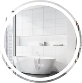 Lustra - COSTWAY Lustro LED z ogrzewaniem przeciwmgielnym, ściemniane lustro łazienkowe, lustro ścienne 3000K-6000K (Ø 60 cm) - miniaturka - grafika 1