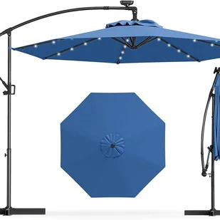Parasol z Wysięgnikiem 3 m z 32 Diodami LED Zasilanymi Energią Słoneczną, 8 Żebrami, Parasol z Regulacją Nachylenia i Obrotem o 360° (Niebieski) - Parasole ogrodowe Parasol z Wysięgnikiem 3 m z 32 Diodami LED Zasilanymi Energią Słoneczną, 8 Żebrami, Parasol z Regulacją Nachylenia i Obrotem o 360° (Niebieski) - Parasole ogrodowe - miniaturka - grafika 1