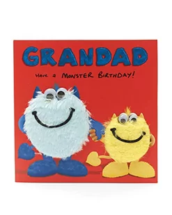 UK Greetings Kartka urodzinowa dla dziadka - kartka dziadka od dzieci - od Twojego małego potwora - wykończona 3D Googley Eyes i futra teksturą 342016-0-1 - Kartki okolicznościowe i zaproszenia - miniaturka - grafika 1