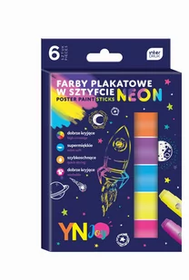 Farby plakatowe w sztyfcie, neonowe, 6 kolorów - Przybory szkolne - miniaturka - grafika 1