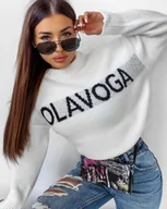 Swetry damskie - Sweter damski OLAVOGA COFFEE 2024 ecru M - Fashionplace - miniaturka - grafika 1
