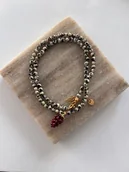 Naszyjniki - Handmade naszyjnik z jaspisem dalmatyńskim i plecionym owocem - miniaturka - grafika 1