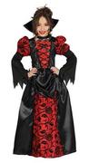 Stroje karnawałowe - Generique - Royal vampirin  kostium wampira dla dziewczynek w zestawie: sukienka dla dzieci z kołnierzem  eleganckie Halloween kostium wampira dziewcząt wampira, 92/104, czerwony/czarny - miniaturka - grafika 1