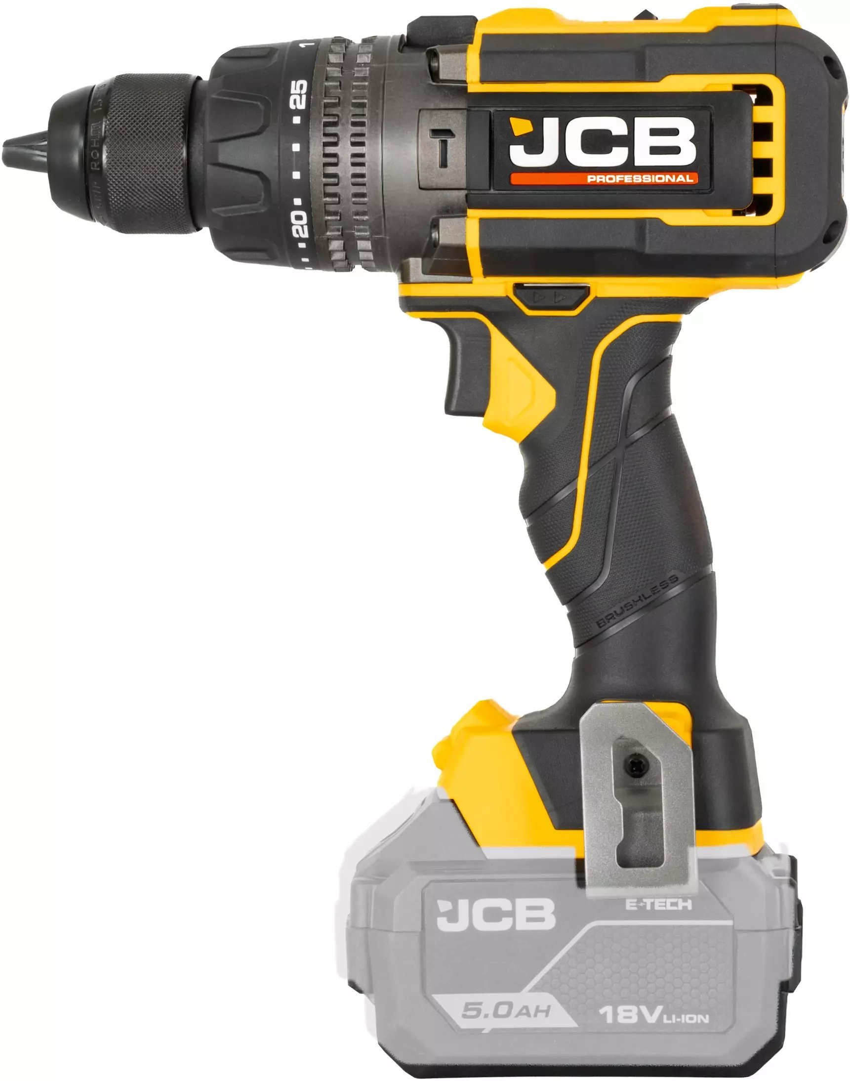 JCB Professional Wiertarko-Wkrętarka Udarowa 18V 160Nm Bezszczotkowa 2 Biegi Uchwyt 13 mm