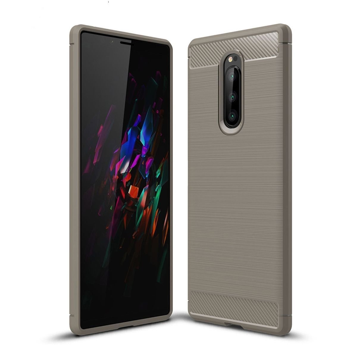 Etui na telefon komórkowy Sony Etui TPU Etui ochronne Etui na telefon komórkowy Bumper Carbon Optic Shell Case, Kolor: Szary, Wybierz model: Sony Xperia 10 Plus I3213 I3223 I4213