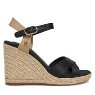 Espadryle damskie - Espadryle Tommy Hilfiger Satin High Wedge Espadrille FW0FW08602 Czarny - miniaturka - grafika 1
