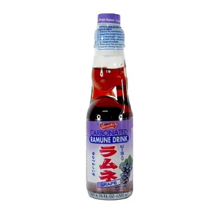 Japońska Kultowa Lemoniada Ramune o Smaku Winogronowym [Opakowanie typu Codd] "Japanese Lemonade Ramune Grape" 200ml Shirakiku - Soki i napoje niegazowane - miniaturka - grafika 1