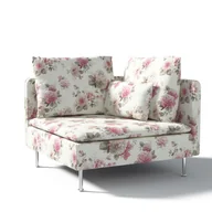 Pokrowce na meble - Dekoria pl pl Pokrowiec na sekcję narożną Söderhamn różowo-beżowe róże na kremowym tle 99 x 99 x 83 cm Londres 1008-141-07 - miniaturka - grafika 1