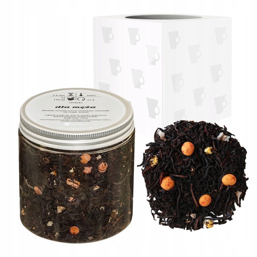 Czarna herbata DLA MĘŻA karmelowe czekoladki sól nugat 150g - sypana liściasta herbata PREMIUM na prezent upominek podarunek Cup&You
