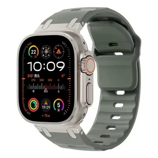 Pasek bransoleta ADP Rubber Band + Metal do Apple Watch 1/2/3/4/5/6/7/8/9/10/SE/Ultra 42/44/45/46/49mm (Zielony+ Srebrny) - Akcesoria do smartwatchy - miniaturka - grafika 1