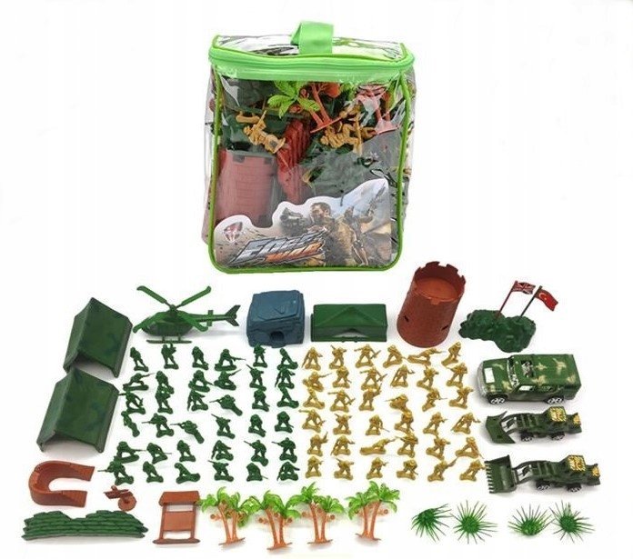 Zestaw Wojsko W Torbie 96 Elementów W Tym Żołnierzyki oraz Pojazdy
