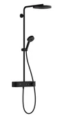 Zestawy prysznicowe - Hansgrohe Pulsify S - Zestaw prysznicowy z termostatem, średnica 26 cm, 3 strumienie,  czarny mat 24220670 - miniaturka - grafika 1