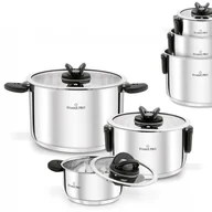 Zestawy garnków i patelni - Zestaw garnków ze składanymi uchwytami ze stali nierdzewnej 6 elementów srebrne - miniaturka - grafika 1