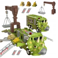 Zabawki zdalnie sterowane - CIĘŻARÓWKA DINOZAUR Z AUTAMI TRICERATOPS DŹWIG 691 - miniaturka - grafika 1