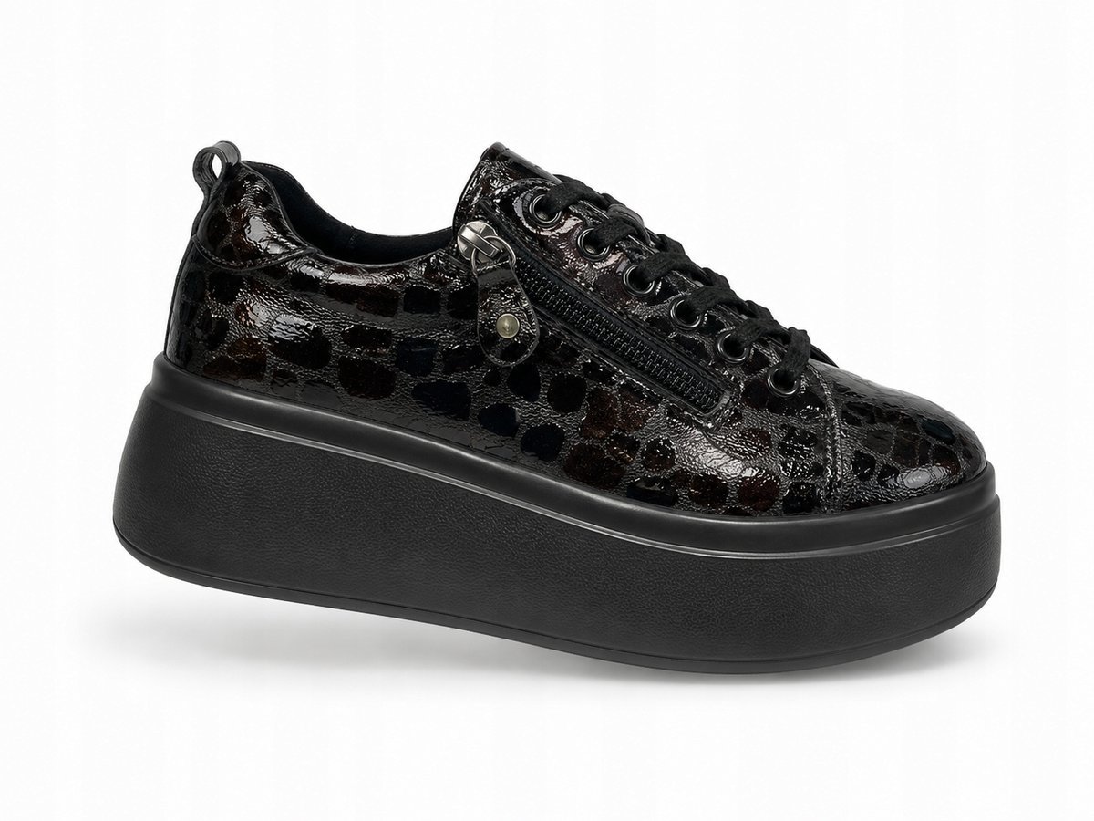Sneakersy damskie sportowe GOODIN półbuty lakier skóra burgund lekkie 40