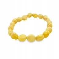 Bransoletki - Bransoletka z naturalnego bursztyn bałtycki nierówna mleczna bębnówka - miniaturka - grafika 1