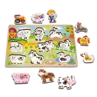 Klocki - WOOPIE GREEN Drewniane Puzzle Montessori Farma z Pinezkami Do Dopasowania - miniaturka - grafika 1