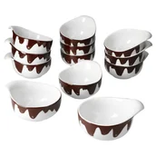 Zestawy sztućców - zestaw 12 miseczek do fondue Blob 150ml łyżeczka deserowa herbatniki czekolada brązowa porcelana biała kuchnia gastro - miniaturka - grafika 1