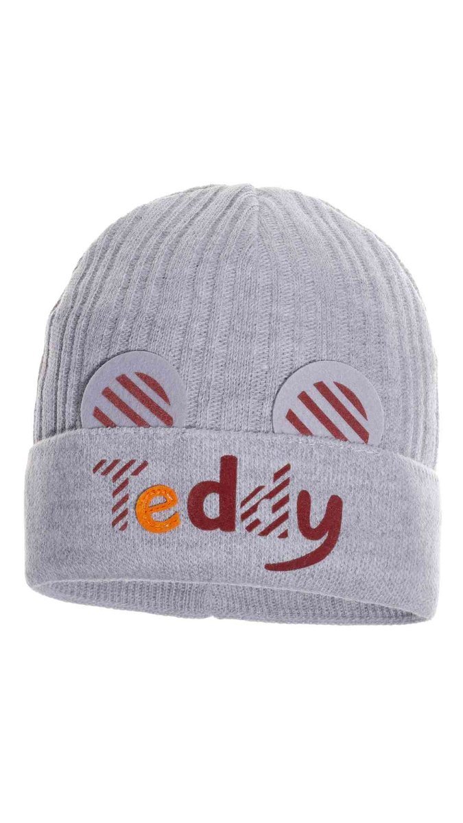 Chłopięca czapka z uszami jasno szara Ambra r.48/50