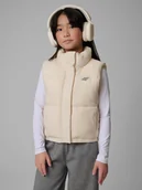 Kurtki i płaszcze dla dziewczynek - 4F Bezrękawnik z wypełnieniem syntetycznym dziewczęcy - beżowy 158 (12-13 lat) - miniaturka - grafika 1