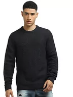 Bluzy męskie - Jack&Jones JJSTANFORD męska bluza z dzianiny z okrągłym dekoltem, czarna granatowa, S, Black Navy, S - miniaturka - grafika 1