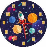 Zegary - Zegar Ścienny Dla Dzieci Kosmos Planety Prezent - miniaturka - grafika 1