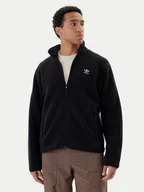 Bluzy męskie - adidas Polar Trefoil Essentials Teddy JV7676 Czarny Loose Fit - miniaturka - grafika 1