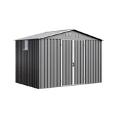 Altany ogrodowe - Domek metalowy NORDVIC Thor 283x189 cm, uchylne drzwi, Light Grey - miniaturka - grafika 1