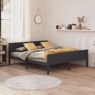 Łóżko z litego drewna sosna szara 200x200 cm - Łóżka - miniaturka - grafika 1
