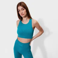 Koszulki sportowe damskie - Damski crop top treningowy 4F x Local Heroes 4FSS23TTSHF1029 - morski - miniaturka - grafika 1