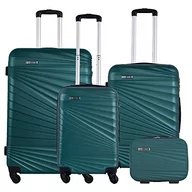 Walizki - Zestaw sztywnych walizek 4 szt. walizka kabinowa 56 cm, średnia walizka 66 cm, duża walizka 76 cm i kosmetyczka 23 cm zielona, Zielony, 26 pulgadas, Zestawy sztywnych walizek - miniaturka - grafika 1