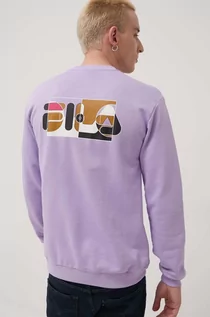 Bluzy męskie - Fila bluza męska kolor fioletowy z nadrukiem - grafika 1