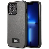 Etui i futerały do telefonów - Etui Karl Lagerfeld do iPhone 13 Pro / 13 6,1" hardcase srebrny  Saffiano Plaque - miniaturka - grafika 1