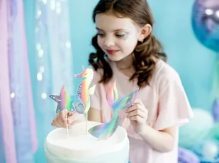 PartyDeco Dekoracja na tort "Syrenka", opalizujący, 18 - 24,5 cm, 3 szt KPT47-017 - Urodziny dziecka - miniaturka - grafika 1