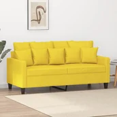Sofy i kanapy - vidaXL Sofa 2-osobowa, jasnożółta, 140 cm, tapicerowana tkaniną - miniaturka - grafika 1