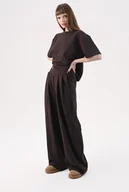 Spodnie sportowe damskie - Brązowe spodnie A01 - miniaturka - grafika 1