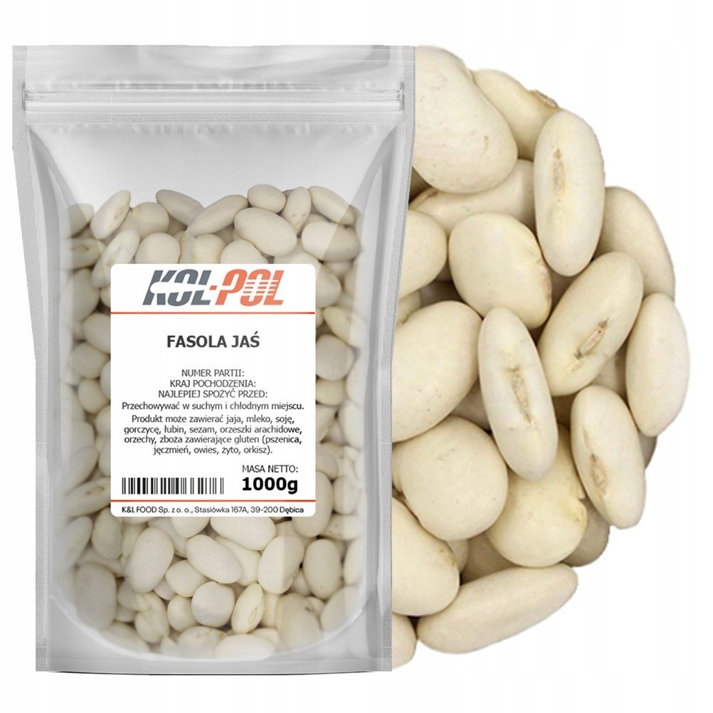 FASOLA JAŚ PIĘKNY 1kg Biała fasolka karłowa naturalna jakość Kol-Pol