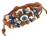 Bransolety męskie - Bransoletka Skórzana Męska Ręcznie Pleciona Brązowy - miniaturka - grafika 1