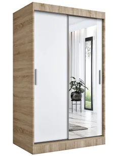 Przesuwna szafa z lustrem dąb sonoma + biały R2-A12 - Szafy Przesuwna szafa z lustrem dąb sonoma + biały R2-A12 - Szafy - miniaturka - grafika 1