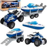 Samochody i pojazdy dla dzieci - Policja Zestaw Pojazdów Quad Motor Motorówka Przyczepa Światło Dźwięk - miniaturka - grafika 1