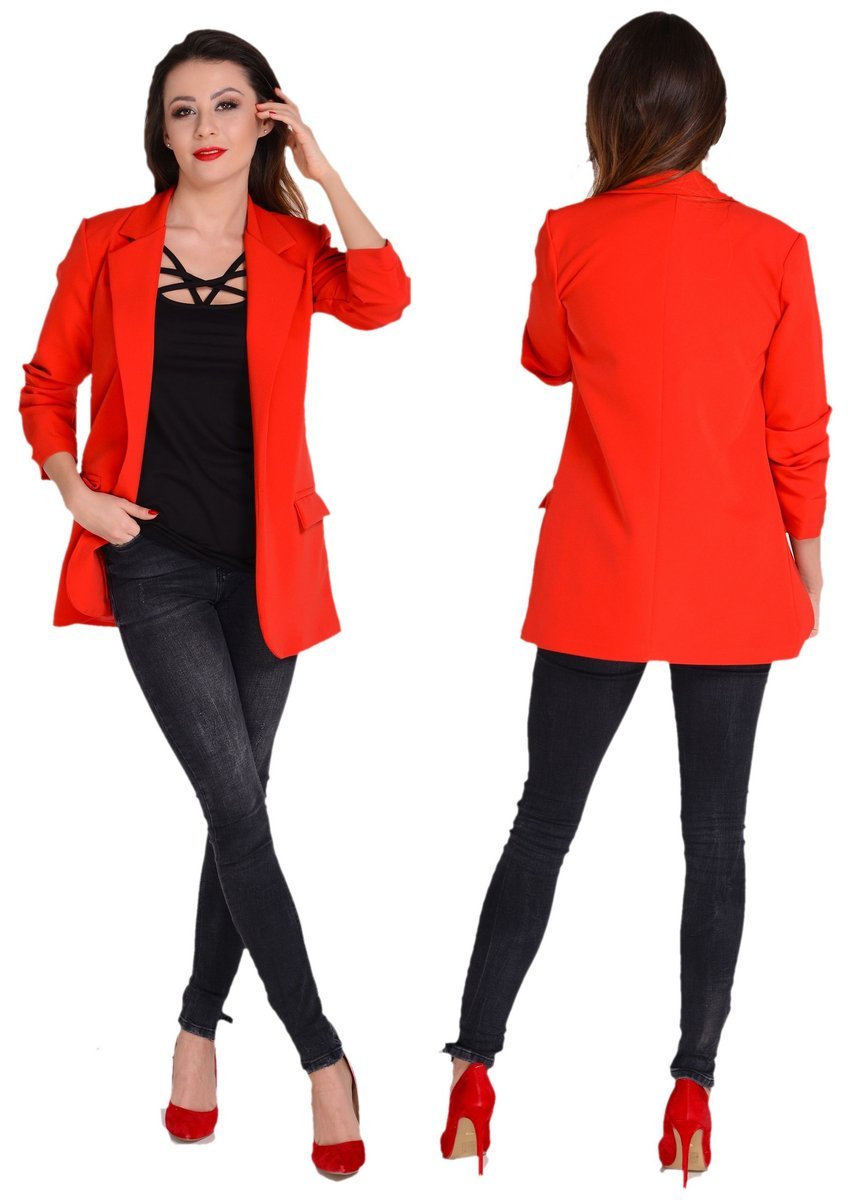 Nowoczesna Stylowa Włoska Marynarka CZERWIEŃ M/38