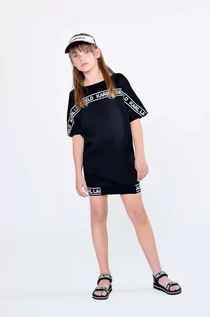 Sukienki i spódniczki dla dziewczynek - Karl Lagerfeld sukienka dziecięca kolor czarny mini oversize - grafika 1