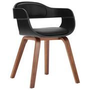 Krzesła - shumee Krzesło stołowe czarne gięte drewno i sztuczna skóra - miniaturka - grafika 1
