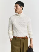 Swetry męskie - Gant Sweter męski Mężczyźni Bawełna biały jednolity, M - miniaturka - grafika 1