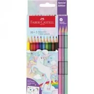 Przybory szkolne - Faber-Castell Kredki sześciokątne Unicorn 10+3 kolorów - miniaturka - grafika 1