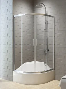 New Trendy Kabina półokrągła 90x90 cm profile chrom K-5469 New Varia - Kabiny prysznicowe - miniaturka - grafika 1