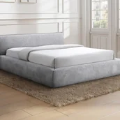 Meble do sypialni - Łóżko ze skrzynią 180 x 200 cm - Tkanina - Jasnoszary - MIRSIO - miniaturka - grafika 1