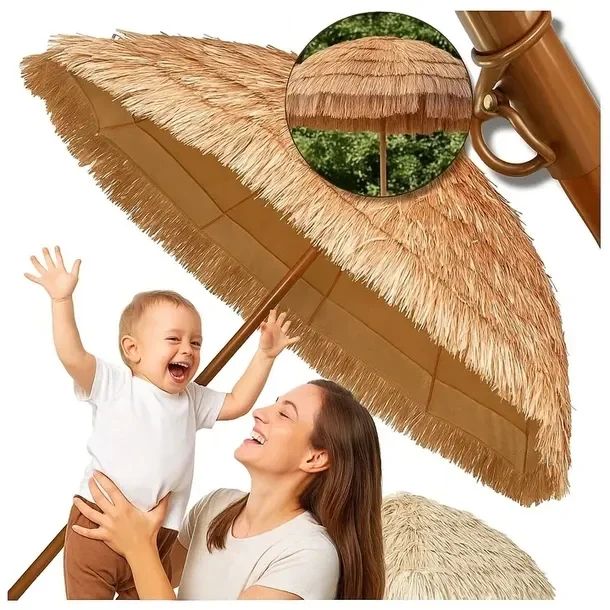 Duży Parasol Ogrodowy Plażowy Hawajski 160 Cm Na Balkon Taras Ogród Xxl